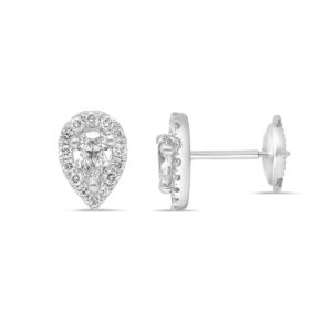 mahe boucles d'oreilles diamants entourage or blanc 750 